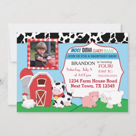 Farm Birthday Invitation Kaart (Voorkant)