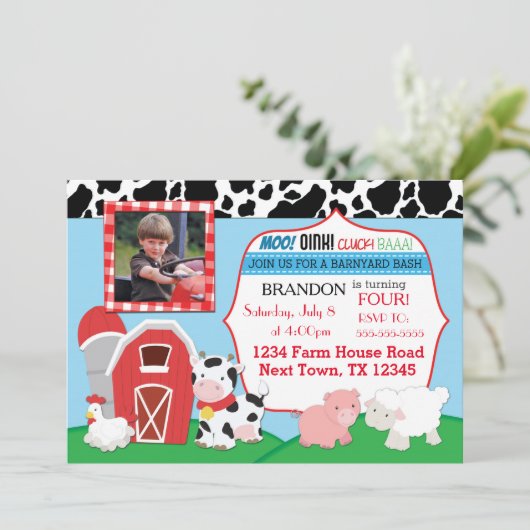 Farm Birthday Invitation Kaart (Staand voorkant)