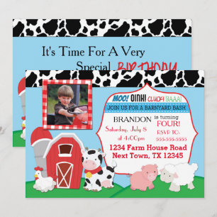 Farm Birthday Invitation Kaart