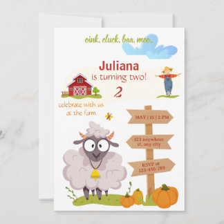 Farm Birthday invitation template Bernard invite Kaart