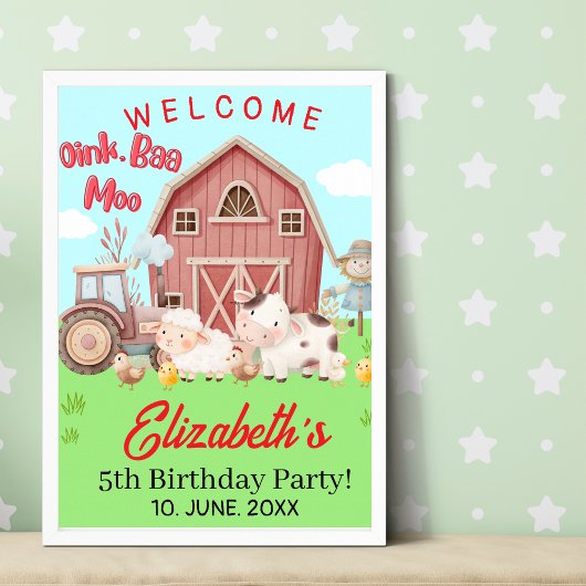 Farm Birthday Party – Barnyard Animal Wall Decor Poster