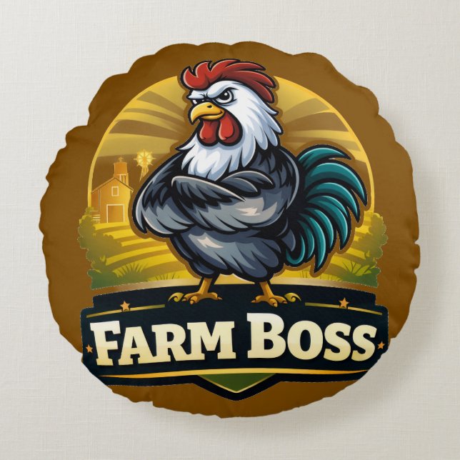 Farm boss roster  rond kussen (Voorkant)