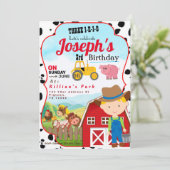 FARM BOY 3rd BIRTHDAY INVITATION THREE-I-I-I-O Kaart (Staand voorkant)