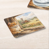 Farm Cat Coasters Kartonnen Onderzetters (Schuin)