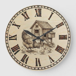 Farm Chicken Wall Clock Grote Klok