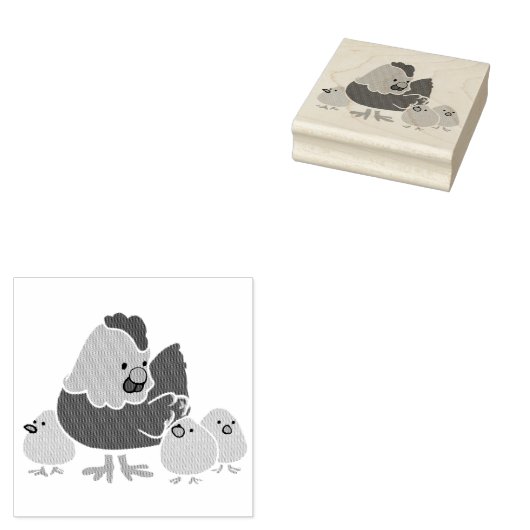 Farm Chicks Wooden Stamp Rubberstempel (Gestempeld)