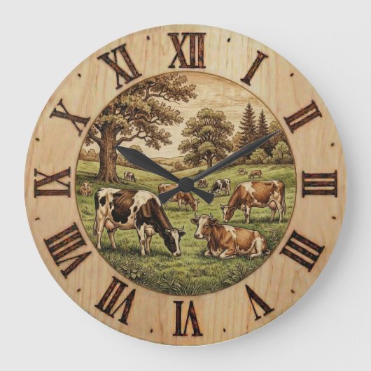 Farm Cow - Wall Clock Grote Klok (Voorkant)