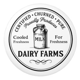 Farm Dairy Label Vintage Typography Ceramic Knob Keramische Knop