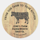Farm Fresh Beef Sticker | Rustic Cow Logo Label  (Voorkant)