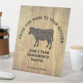 Farm Fresh Beef Sticker | Rustic Cow Logo Label Reclamebord Met Voetstuk (Insitu)