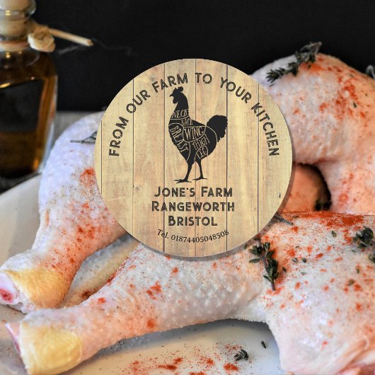 Farm Fresh Chicken Sticker | Rustic Hen Logo Label
