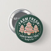 Farm Fresh Christmas Tree Cake Xmas Holiday Ronde Button 5,7 Cm (Voorkant /achterkant)