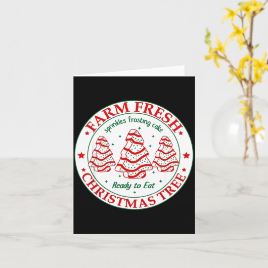 Farm Fresh Christmas Tree Cakes Retro Xmas Tree Fa Kaart (Gele Bloem)