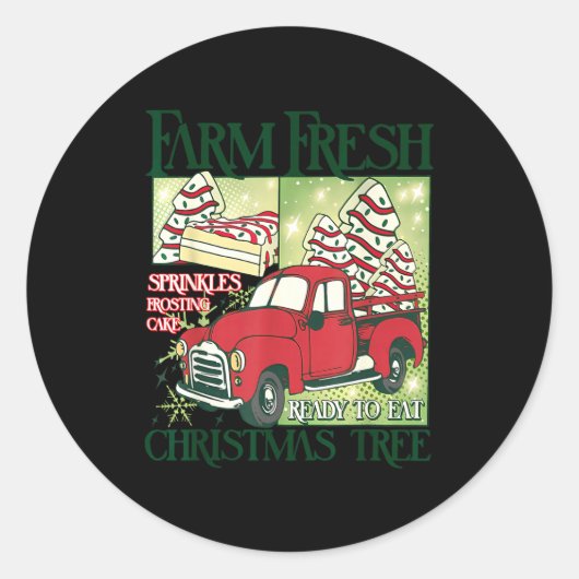 Farm Fresh Christmas Tree Funny Xmas Frosting Cake Ronde Sticker (Voorkant)