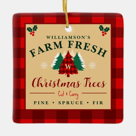 Farm Fresh Christmas Trees - Christmas pattern Keramisch Ornament (Voorkant)