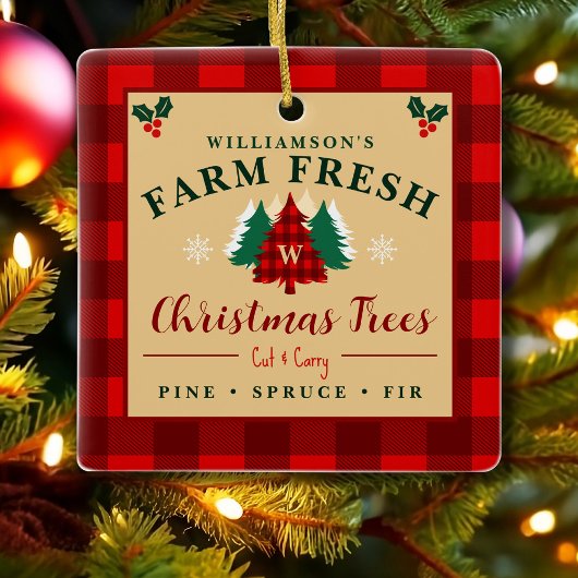 Farm Fresh Christmas Trees - Christmas pattern Keramisch Ornament