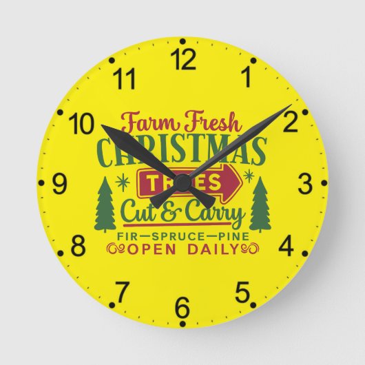 Farm Fresh Christmas Trees Holiday Design-64649 Ronde Klok (Voorkant)