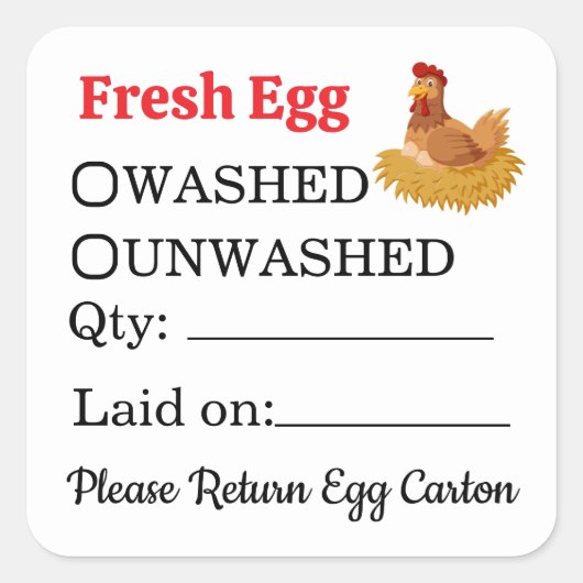 Farm Fresh Egg Carton Vierkante Sticker (Voorkant)
