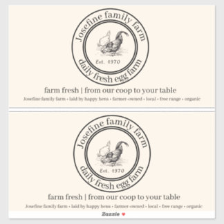 Farm Fresh Eggs Chicken Coop Rustic cartoon label 