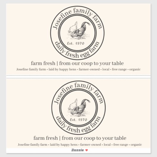 Farm Fresh Eggs Chicken Coop Rustic cartoon label  (Vel)