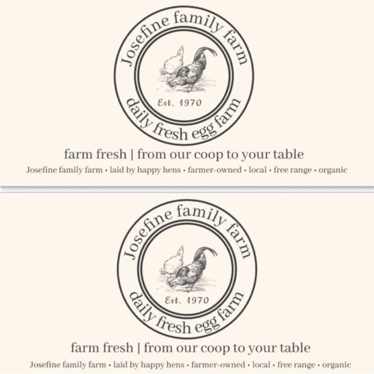 Farm Fresh Eggs Chicken Coop Rustic cartoon label  (Voorkant)
