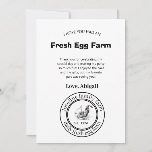 Farm Fresh Eggs Chicken Coop Rustic Country Farm Bedankkaart (Voorkant)