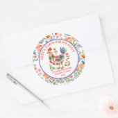 Farm Fresh Eggs Folk Art Chicken Ronde Sticker (Envelop)
