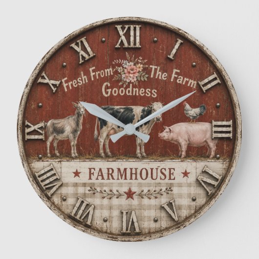 Farm Fresh Farmhouse Animal Grote Klok (Voorkant)