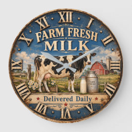Farm Fresh Milk Dairy Cow Rustic Farmhouse Barn Grote Klok