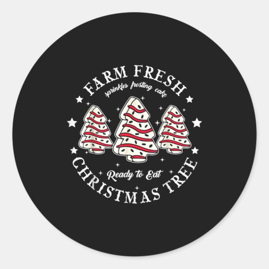 Farm Fresh Ready To Eat Christmas Tree Cake Funny Ronde Sticker (Voorkant)