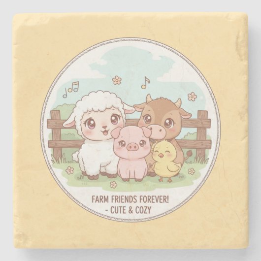 Farm friends forever - cute & cozy stenen onderzetter (Voorkant)