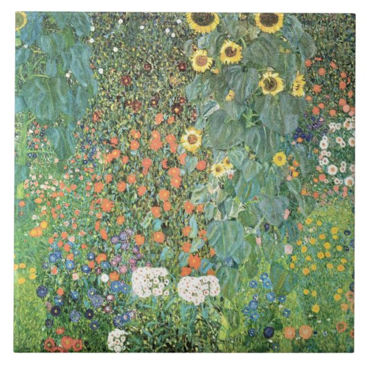 Farm garden with sunflowers by Gustav Klimt Tegeltje (Voorkant)