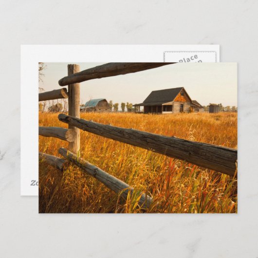 Farm House And Rail Fence In Grand Teton Briefkaart (Voorkant / Achterkant)