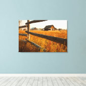Farm House And Rail Fence In Grand Teton Canvas Afdruk (Insitu (Houten vloer))