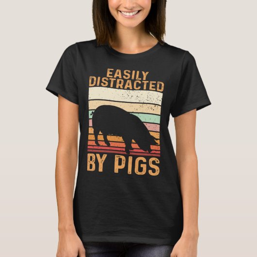Farm Kids Piglet Easily Distracted By Pigs T-shirt (Voorkant)