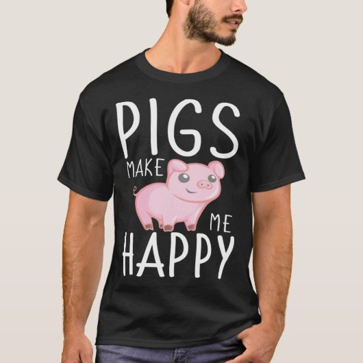 Farm Kids  Pigs Make Me Happy T-shirt (Voorkant)