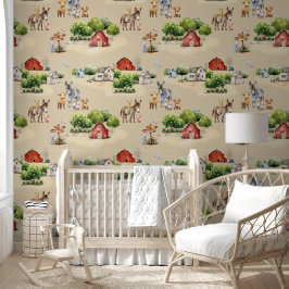 Farm Land Beige Repeating Seamless Country Pattern Behang