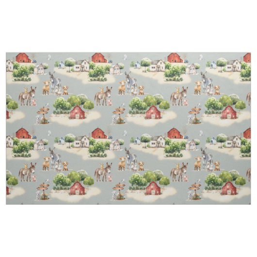 Farm Land Large Image Pattern Stof (Yard (91,4 cm))