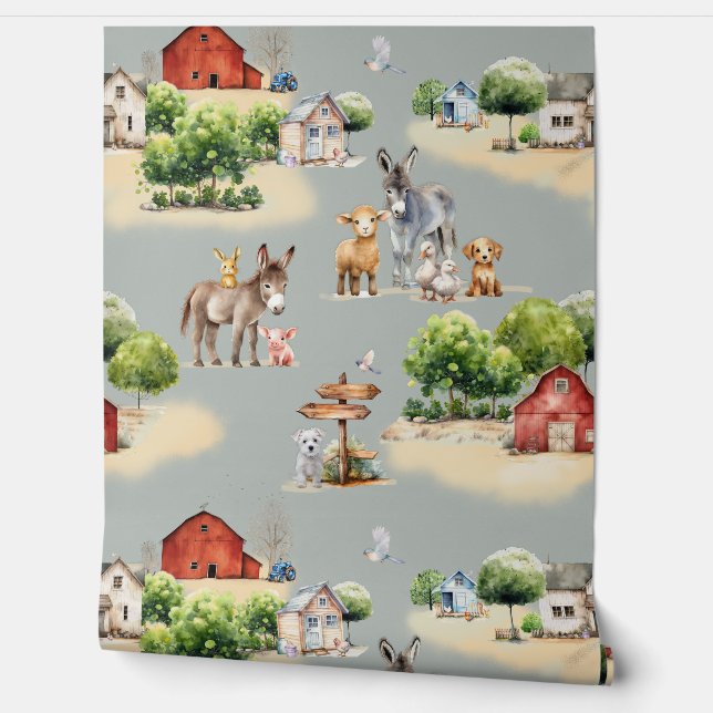 Farm Land Pattern Kids Room Behang (Afrollen)