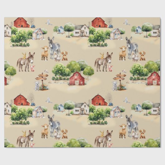 Farm Land Seamless Pattern Craft and Cadeaupapier (Vlak)