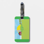 Farm Landscape Red Barn Silo Apple Trees Bagagelabel (Achterkant verticaal)