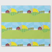 Farm Landscape Red Barn Silo Apple Trees Cadeaupapier (Vlak)