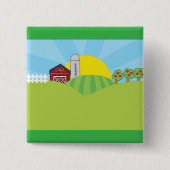 Farm Landscape Red Barn Silo Apple Trees Vierkante Button 5,1 Cm (Voorkant)