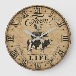Farm Life Rustic Vintage Farm Animals Farmhouse Grote Klok