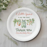 Farm Little Sprout Green Clothesline Baby Shower Papieren Bordje<br><div class="desc">Bring a touch of country charm to your baby shower with this Farmhouse Little Sprout Themed Baby Shower Locally Grown Party Plate. Featuring watercolor veggies and soft neutrals,  this design is easy to personalize. Perfect for farmhouse,  country,  or rustic celebrations.</div>