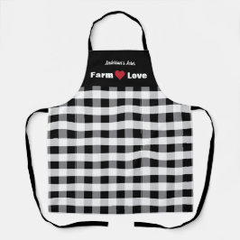 Farm Love Custom Black White Check Schort