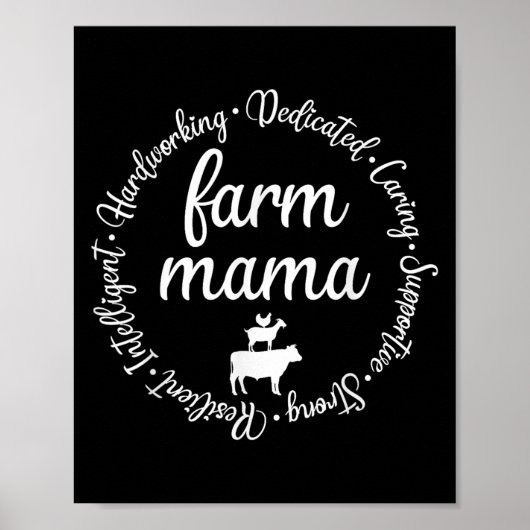 Farm Mama Hardworking Dedicated Goat Chicken G Cow Poster (Voorkant)