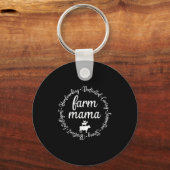 Farm Mama Hardworking Dedicated Goat Chicken G Cow Sleutelhanger (Voorkant)