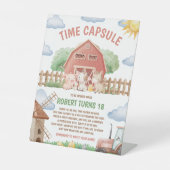 Farm Party 1st Birthday Capsule Sign Reclamebord Met Voetstuk (Voorkant)