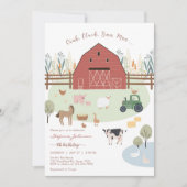 Farm Party Animals Kids Birthday Invitation Kaart (Voorkant)